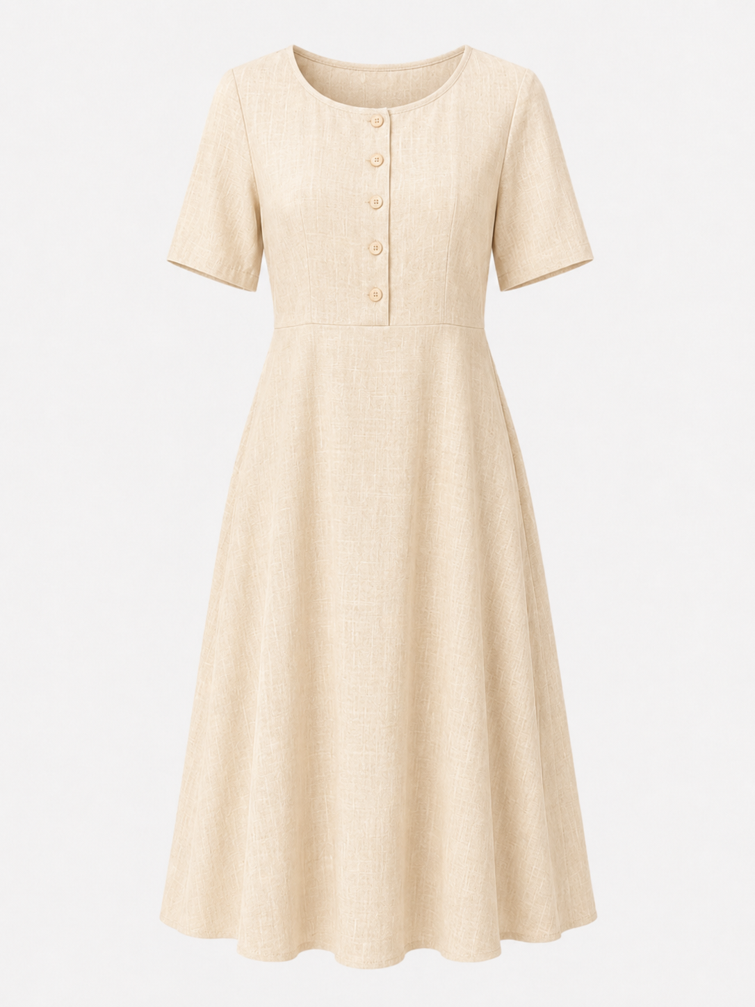 Elegante A-lijn Midi-jurk met Knoopdetail