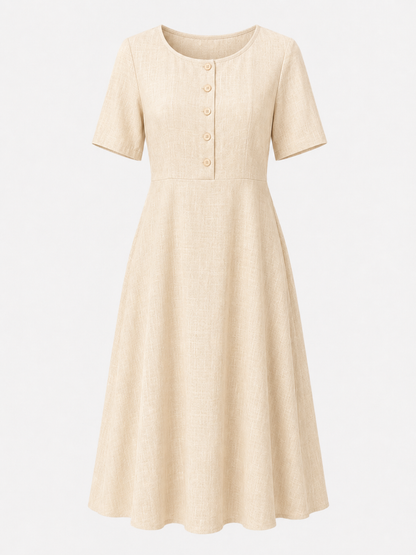 Elegante A-lijn Midi-jurk met Knoopdetail