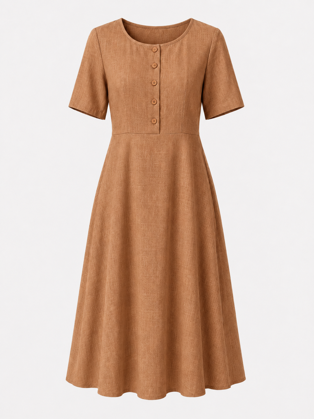 Elegante A-lijn Midi-jurk met Knoopdetail