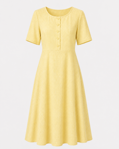 Elegante A-lijn Midi-jurk met Knoopdetail
