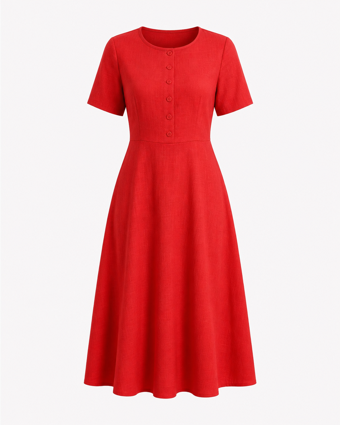 Elegante A-lijn Midi-jurk met Knoopdetail