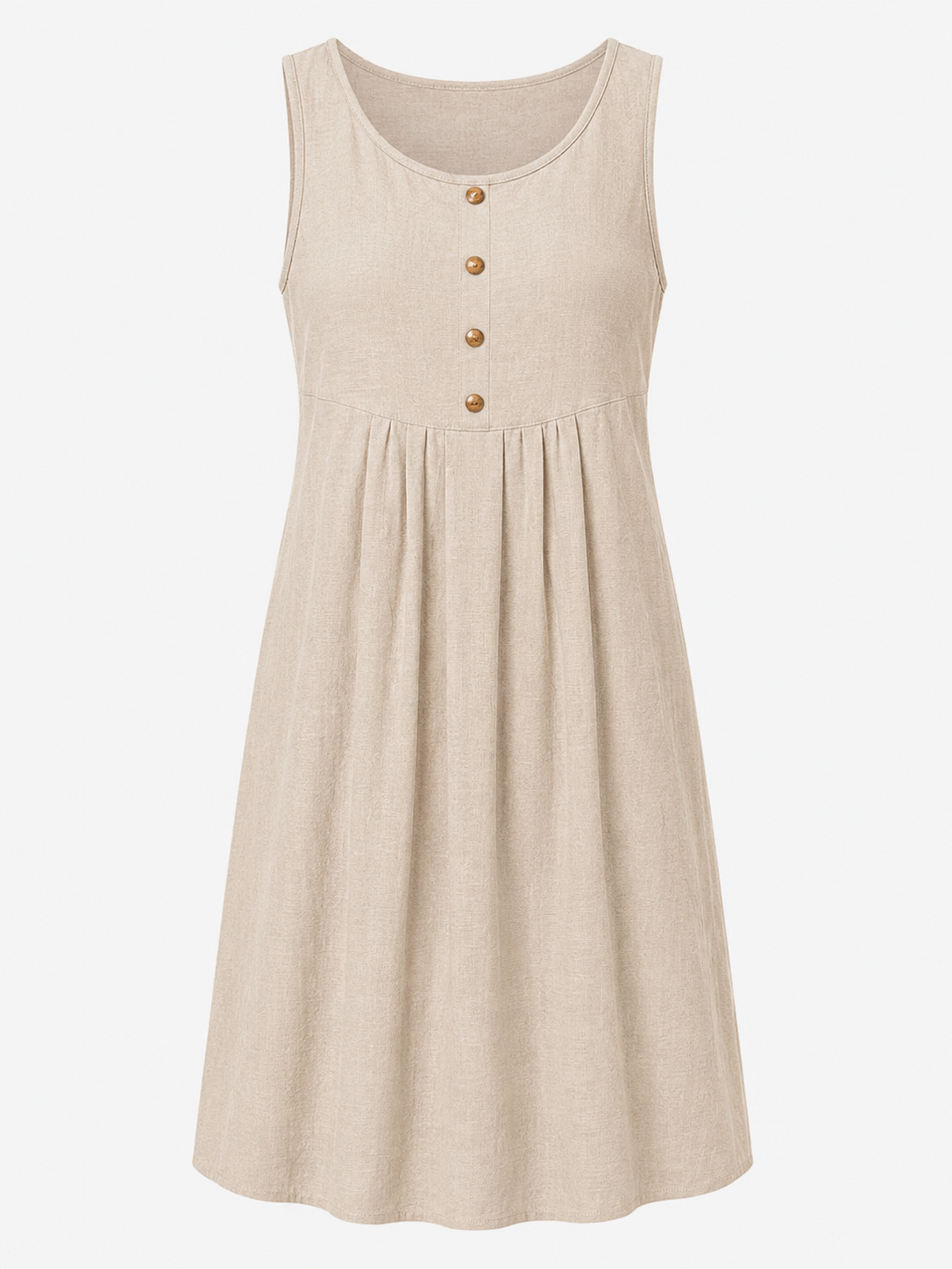 Mouwloze Midi-jurk met Knoopdetail