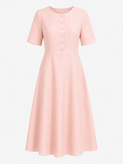 Elegante A-lijn Midi-jurk met Knoopdetail