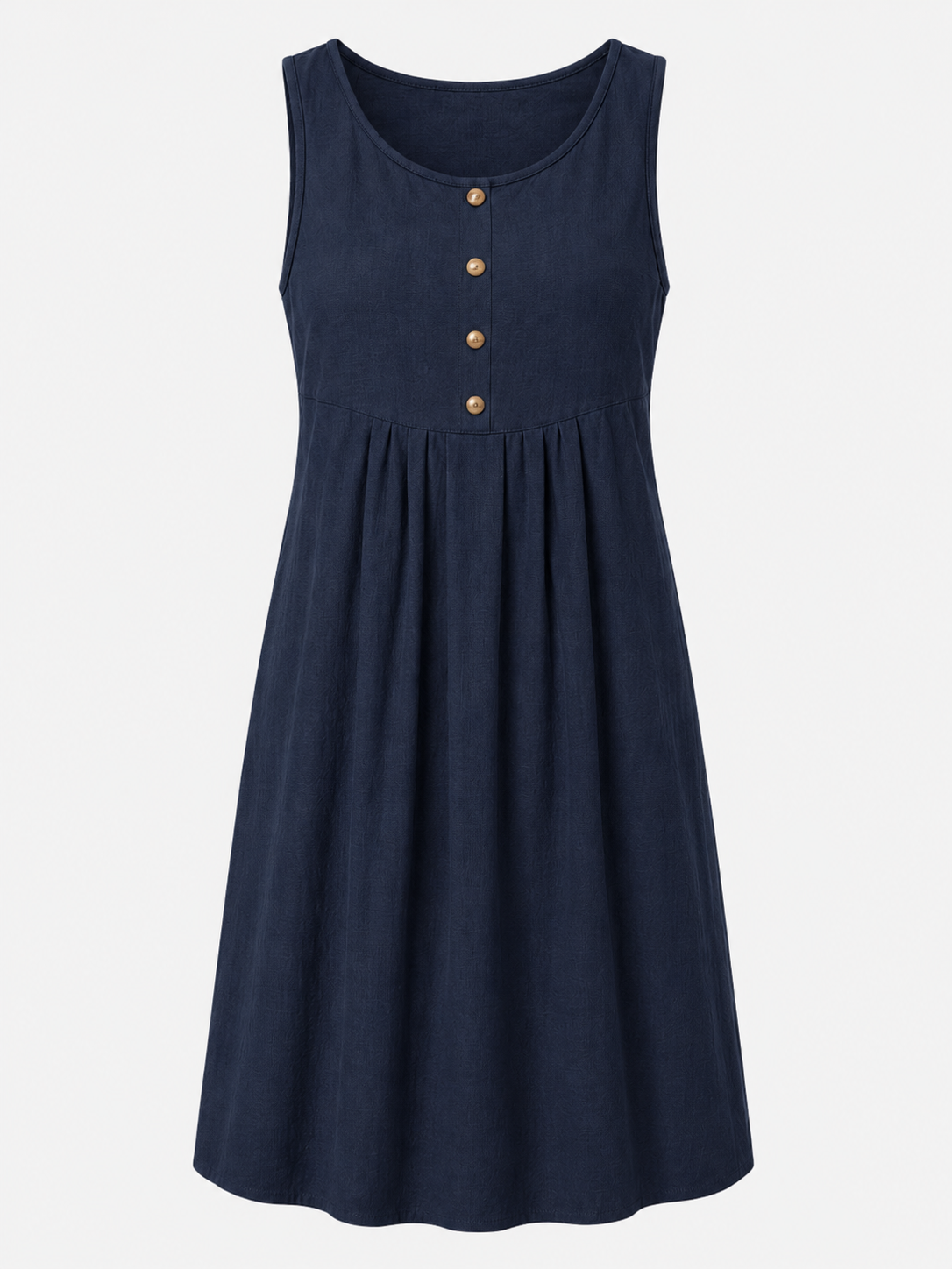 Mouwloze Midi-jurk met Knoopdetail