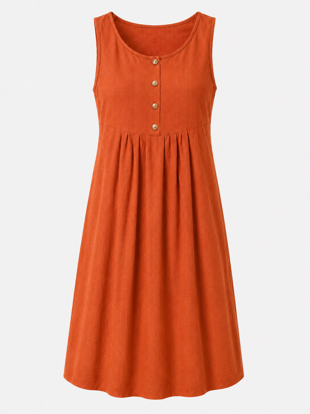 Mouwloze Midi-jurk met Knoopdetail