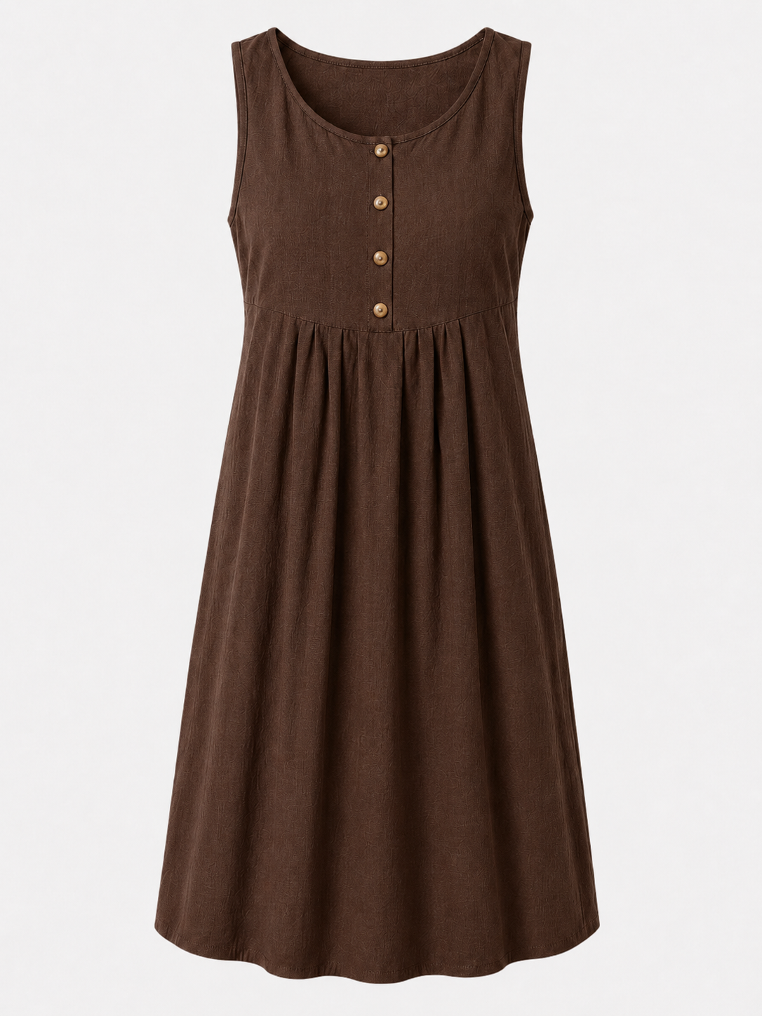 Mouwloze Midi-jurk met Knoopdetail