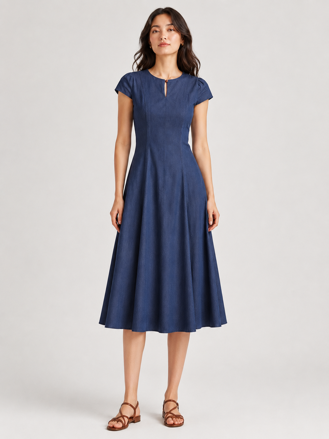 Getailleerde Maxi-jurk met Knoopdetail